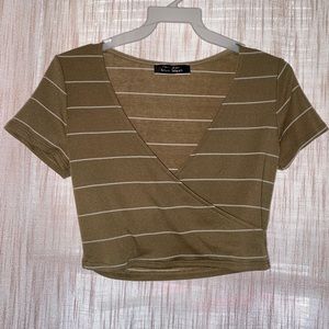 White-Stripe Green Top